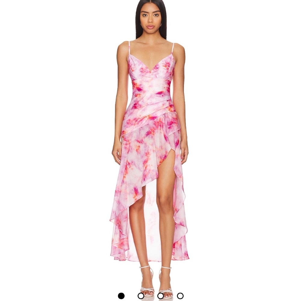 Bardot Floral High Low Ruffle Dress Womens Pink Size 2‎ $169